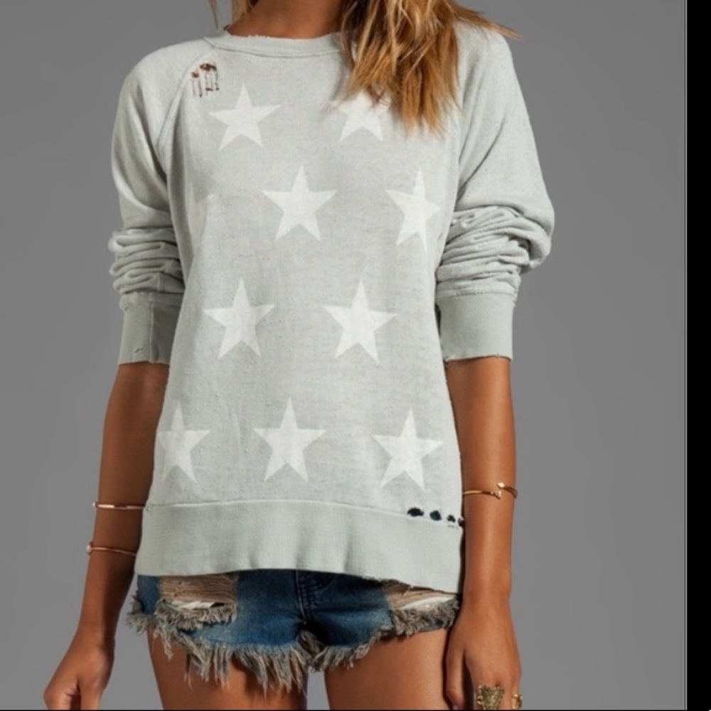 WILDFOX Destroyed Starshine Malibu Sweatshirt Sz:S